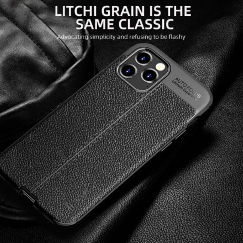 Deksel iPhone 13 Double Line Litchi Leather Effect