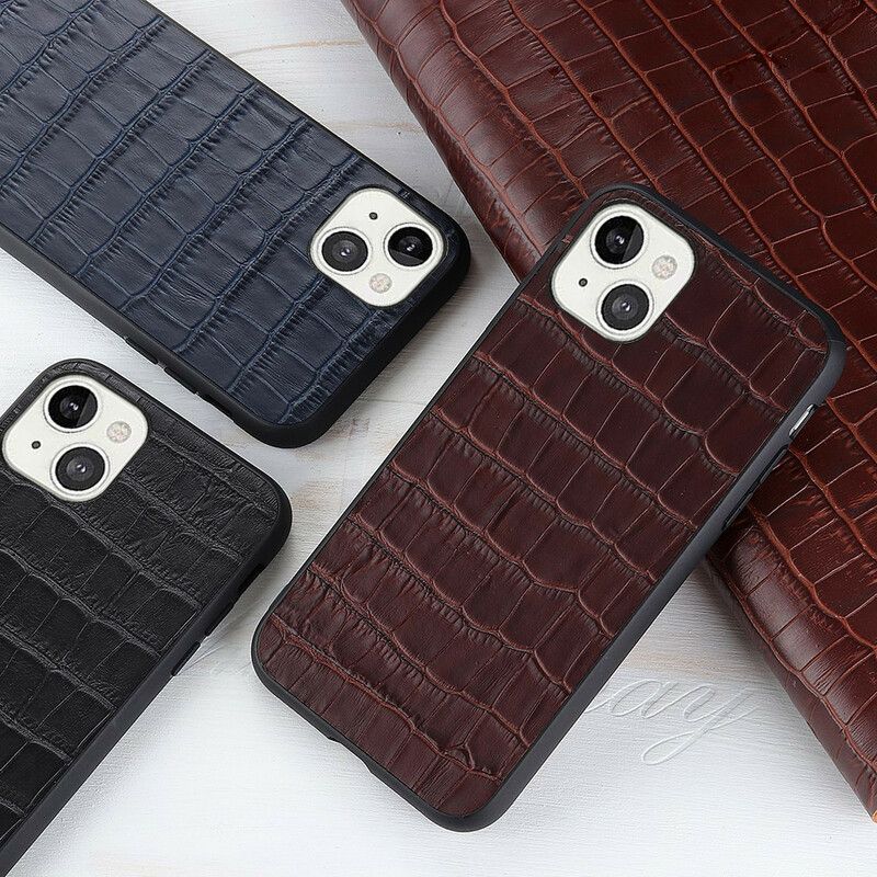 Deksel iPhone 13 Ekte Crocodile Texture Leather Beskyttelse Deksel