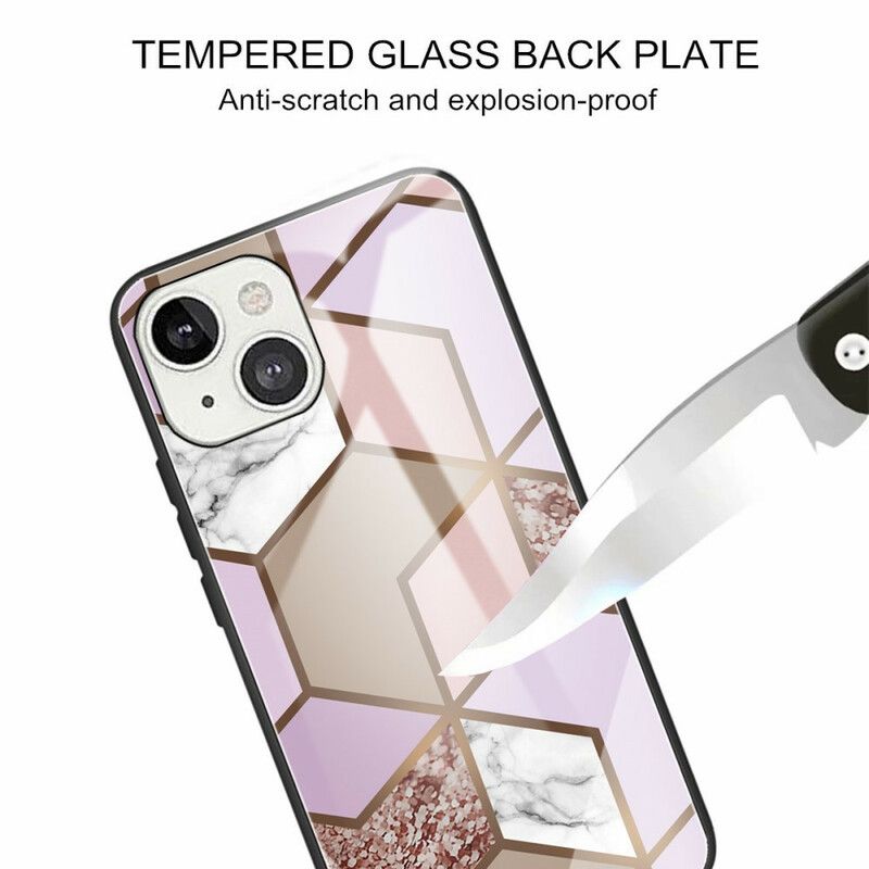 Deksel iPhone 13 Herdet Glassmarmorgeometri Beskyttelse Deksel