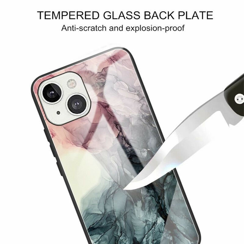 Deksel iPhone 13 Mobildeksel Marmor Herdet Glass