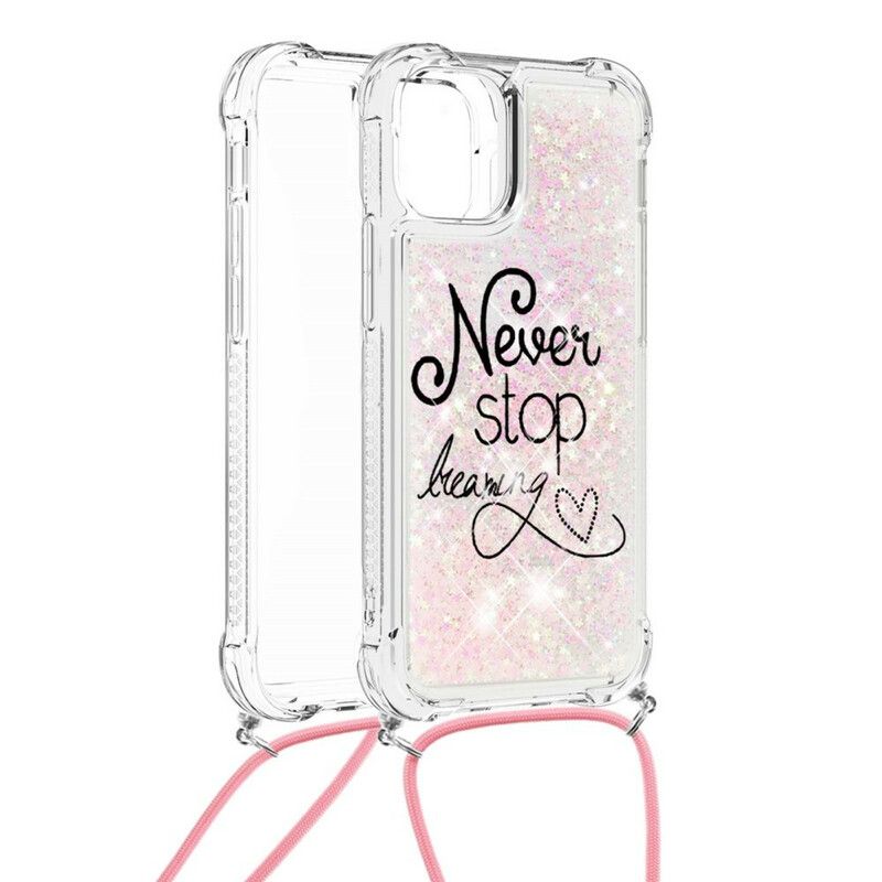 Deksel Til iPhone 13 Never Stop Glitter Snøre