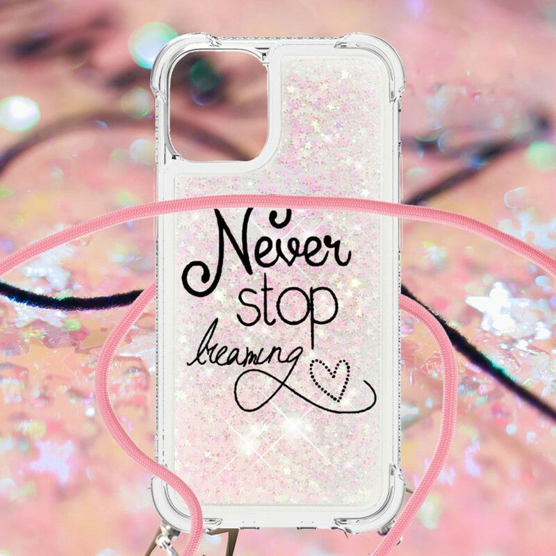 Deksel Til iPhone 13 Never Stop Glitter Snøre