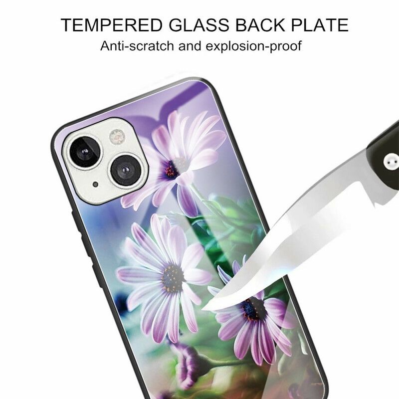 Deksel Til iPhone 13 Realistiske Blomster I Herdet Glass