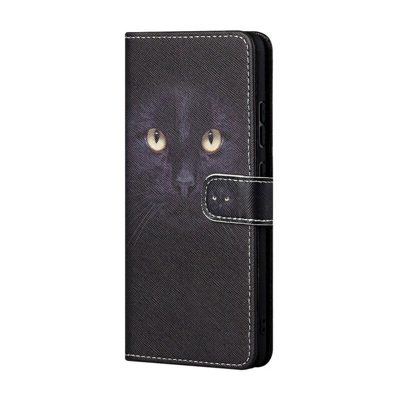 Folio Deksel iPhone 13 Black Strappy Cat Eyes Beskyttelse Deksel