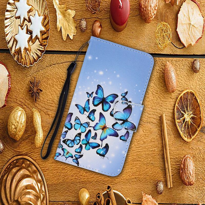 Folio Deksel iPhone 13 Butterflies Stroppvariasjoner