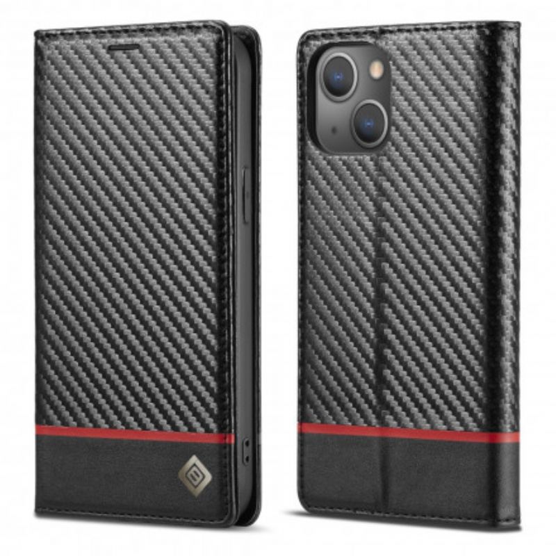 Folio Deksel iPhone 13 Carbon Fiber Lc.imeeke