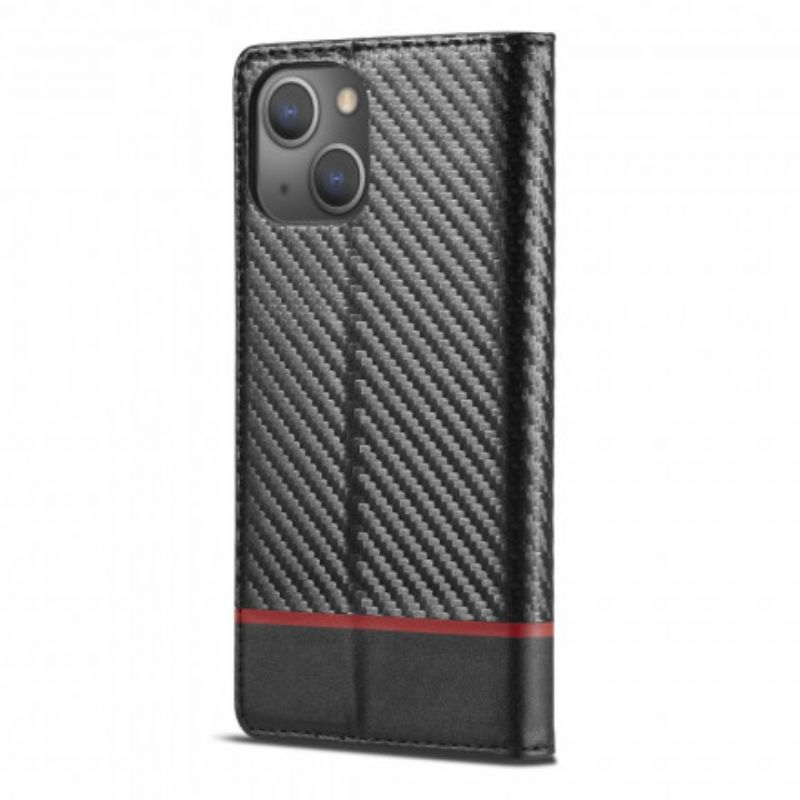 Folio Deksel iPhone 13 Carbon Fiber Lc.imeeke