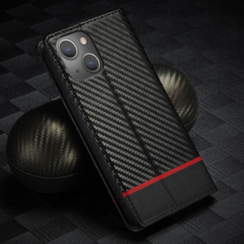 Folio Deksel iPhone 13 Carbon Fiber Lc.imeeke