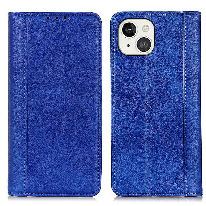 Folio Deksel iPhone 13 Elegance Split Litchi Leather