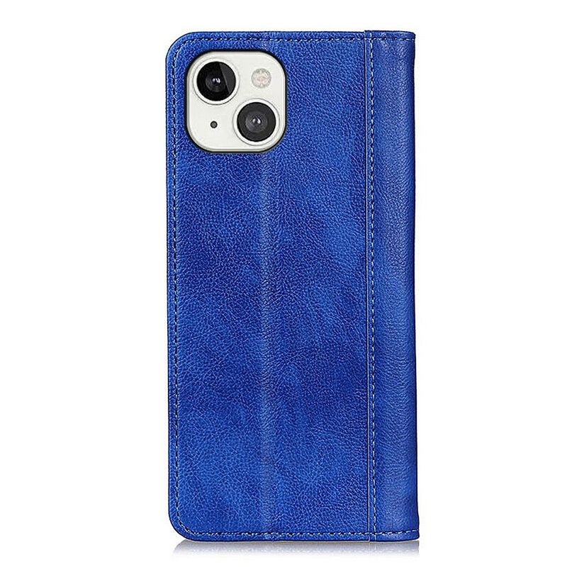 Folio Deksel iPhone 13 Elegance Split Litchi Leather