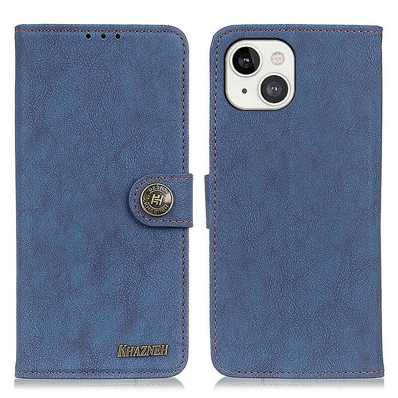 Folio Deksel iPhone 13 Faux Leather Split Retro Khazneh