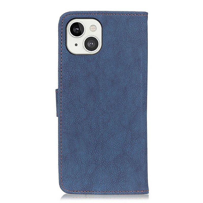 Folio Deksel iPhone 13 Faux Leather Split Retro Khazneh