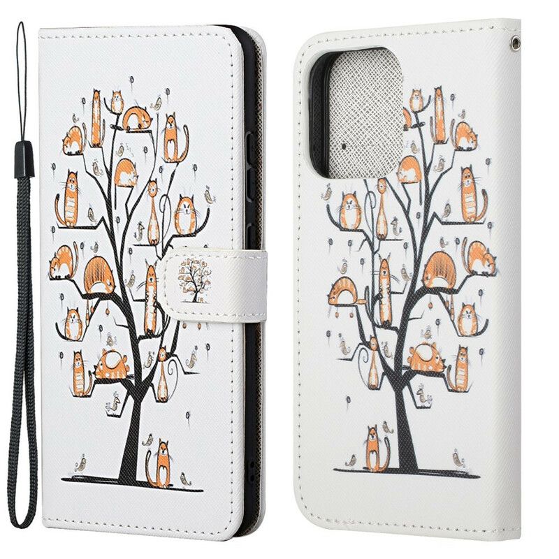 Folio Deksel iPhone 13 Funky Cats Strappy Beskyttelse Deksel