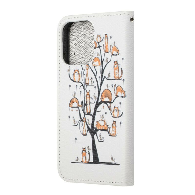 Folio Deksel iPhone 13 Funky Cats Strappy Beskyttelse Deksel