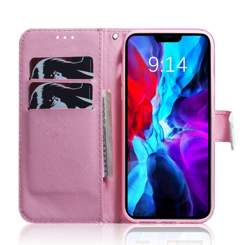 Folio Deksel iPhone 13 Gammel Rosa Blomst