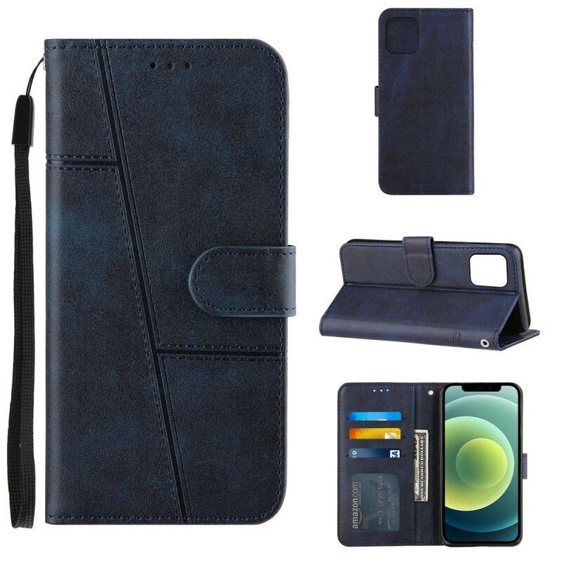 Folio Deksel iPhone 13 Geo Leather Effect Strappy Beskyttelse Deksel