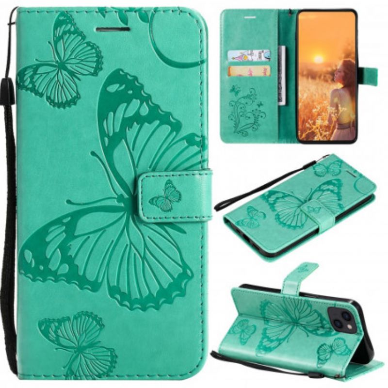 Folio Deksel iPhone 13 Giant Thong Sommerfugler