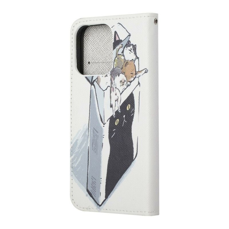 Folio Deksel iPhone 13 Levering Thong Cats Beskyttelse Deksel