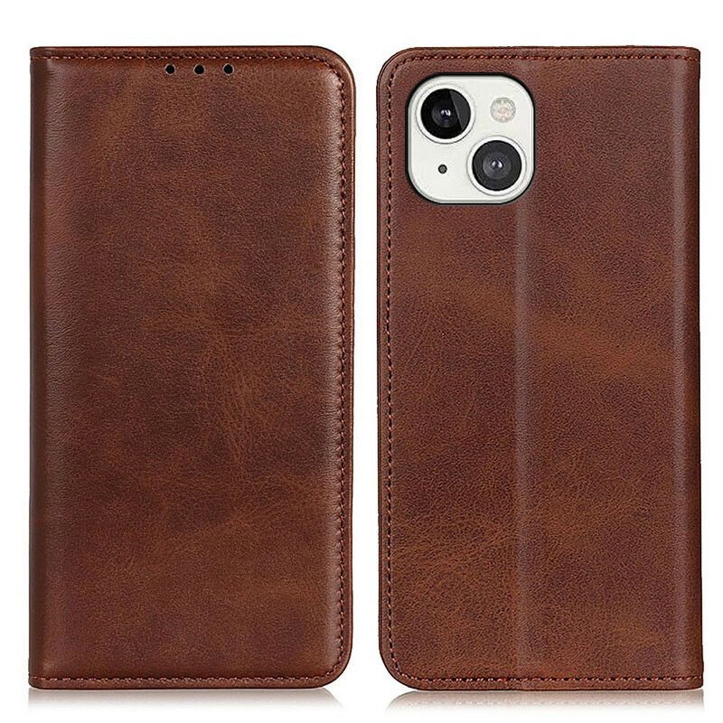 Folio Deksel iPhone 13 Litchi Split Leather