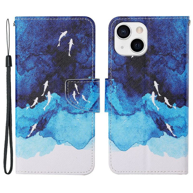 Folio Deksel iPhone 13 Sea With Lanyard