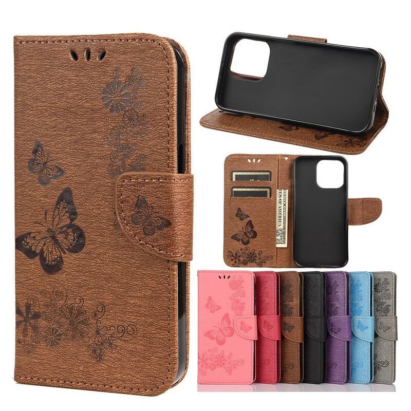 Folio Deksel iPhone 13 Splendid Strap Sommerfugler