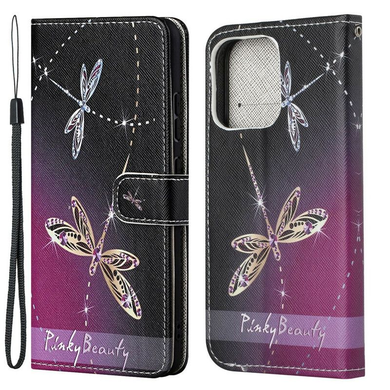 Folio Deksel iPhone 13 Strappy Dragonflies Beskyttelse Deksel