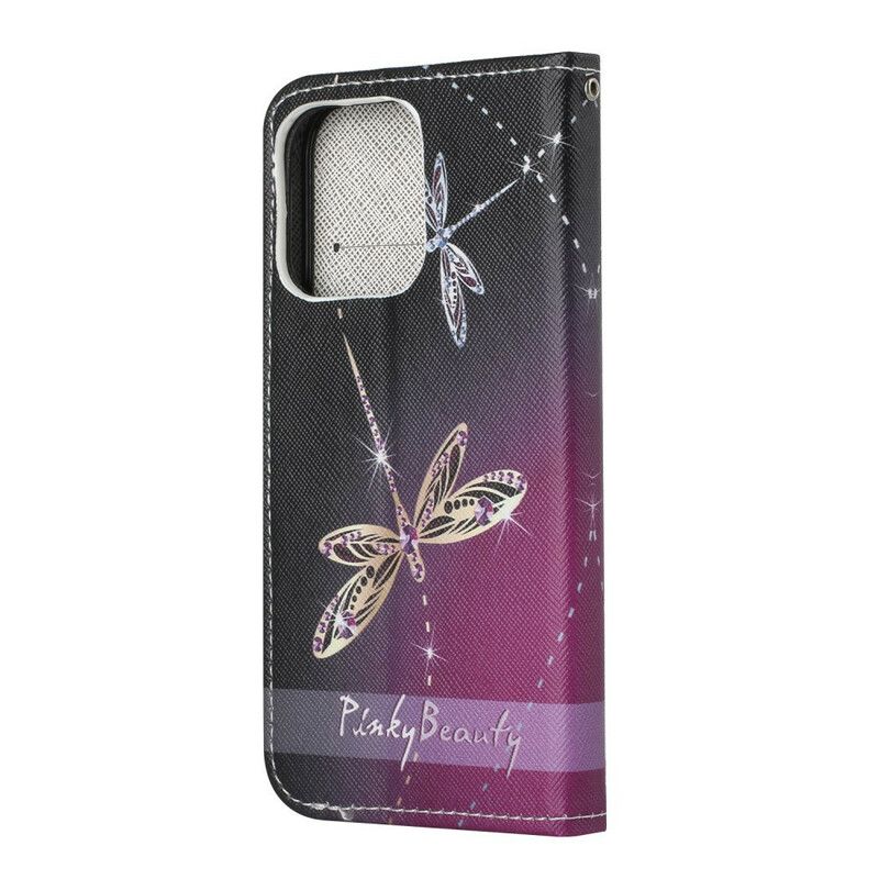 Folio Deksel iPhone 13 Strappy Dragonflies Beskyttelse Deksel