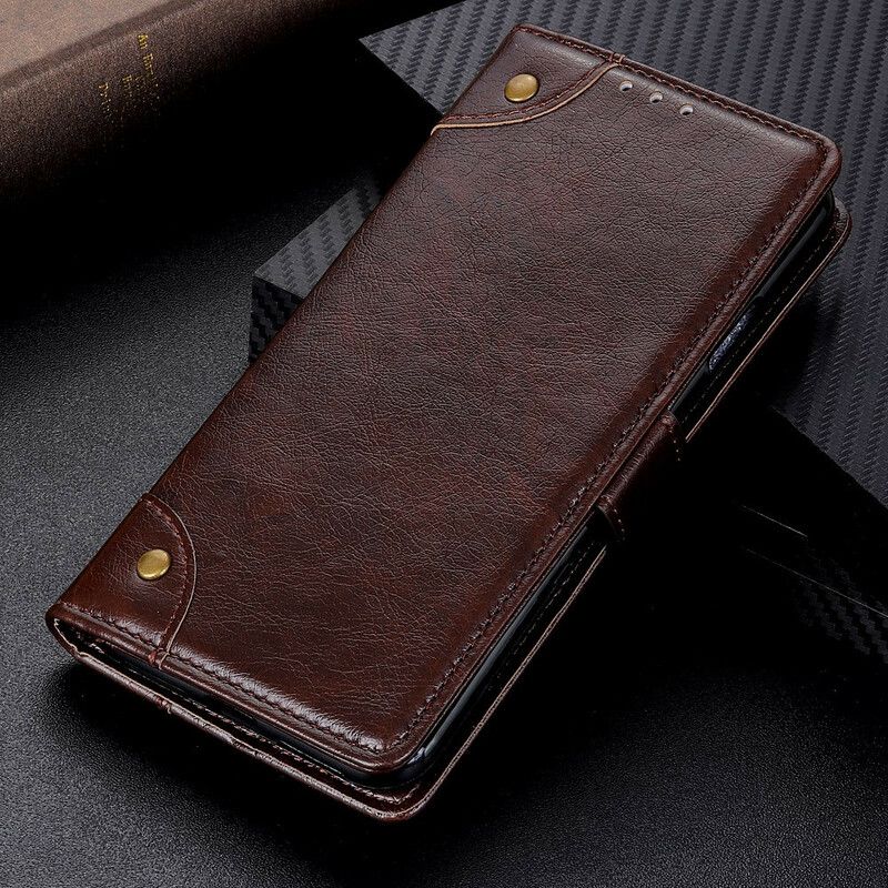 Folio Deksel iPhone 13 Style Nappa Leather Vintage Nagler Beskyttelse Deksel