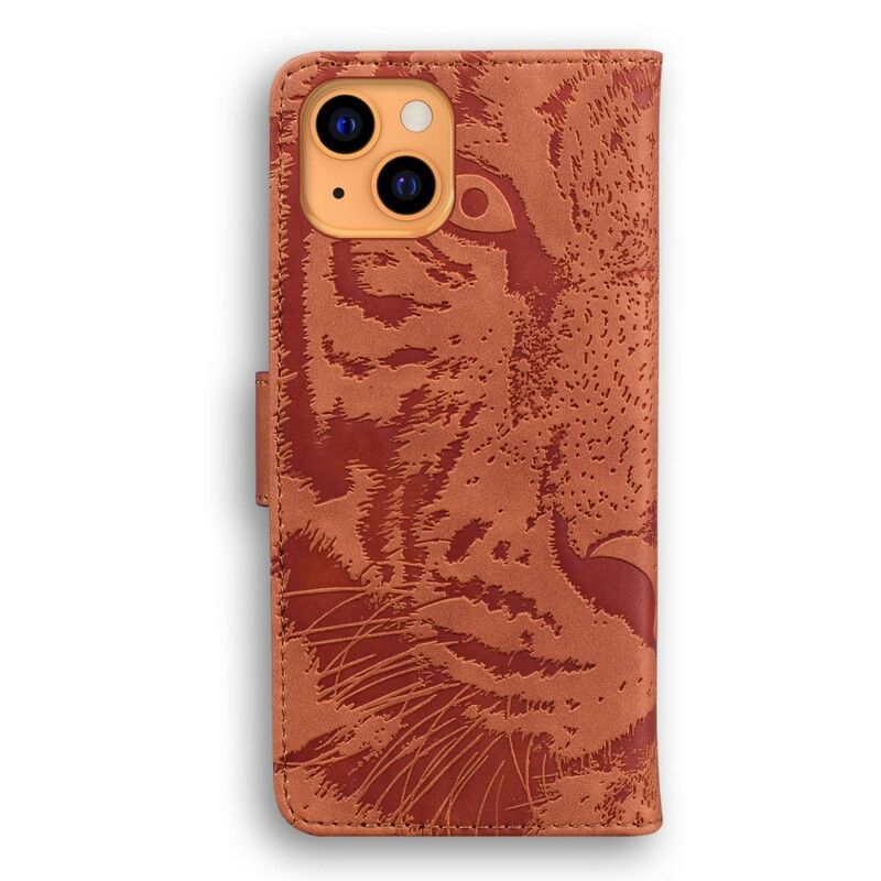 Folio Deksel iPhone 13 Tiger Face Print