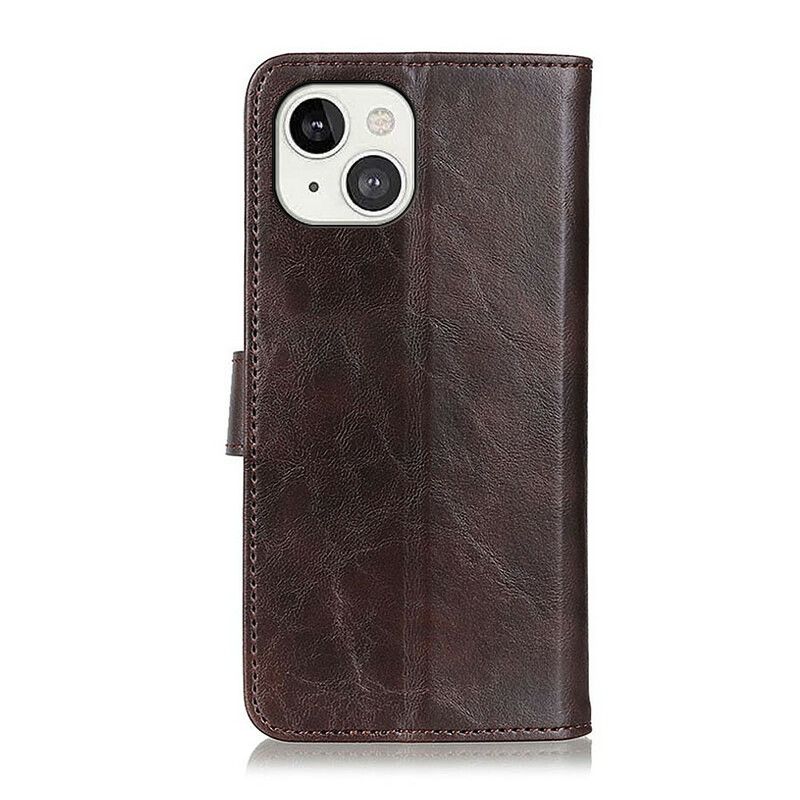 Folio Deksel iPhone 13 Trefarget Vintage Skinneffekt