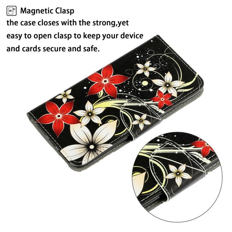 Folio Deksel Til iPhone 13 Fargerike Strappy Blomster