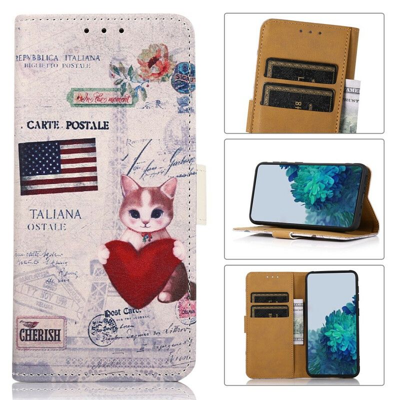 Folio Deksel Til iPhone 13 Traveler Cat