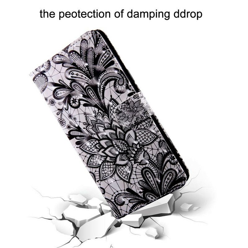 Lærdeksel Folio Deksel iPhone 13 Mobildeksel Light Spot Lace