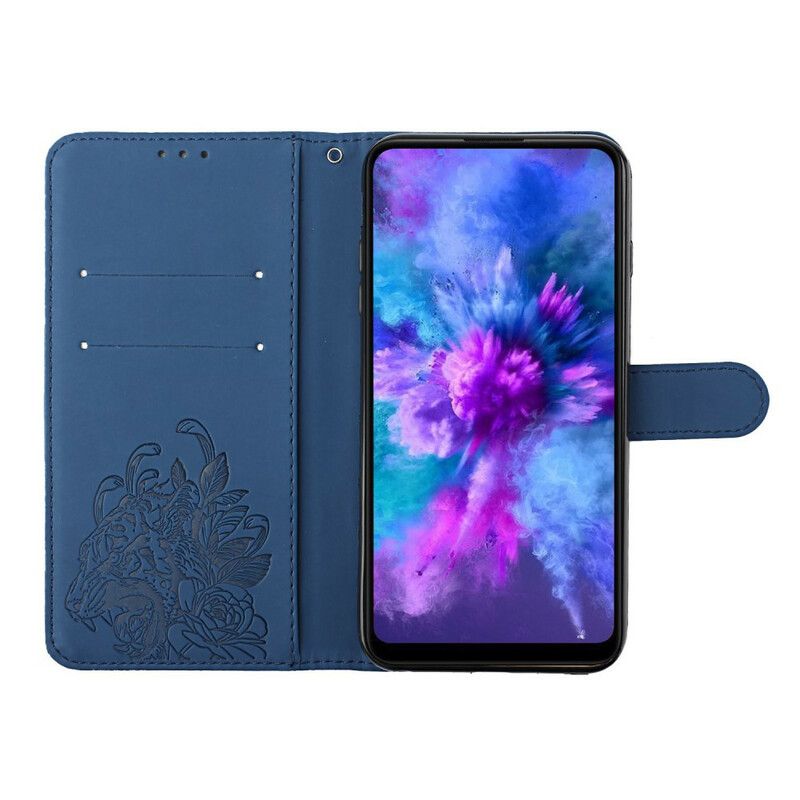 Lærdeksel Folio Deksel iPhone 13 Mobildeksel Tiger Baroque Strap