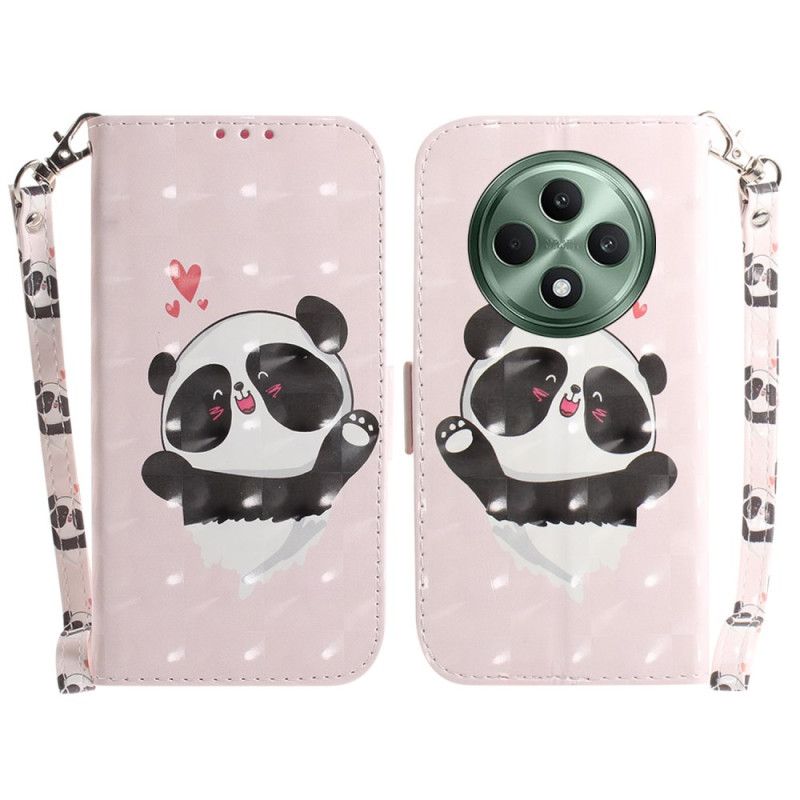 Folio Deksel Oppo Reno 12f 5g Panda Love Med Stropp