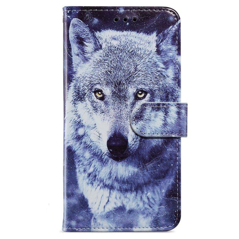Folio Deksel Til iPhone 15 Plus Med Kjede Lanyard Wolves