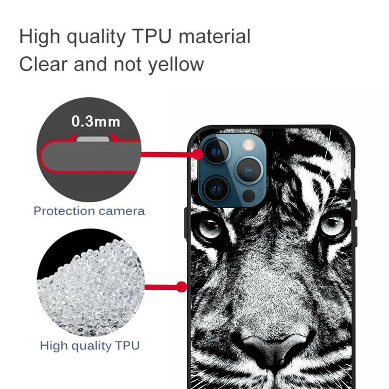 Deksel iPhone 13 Pro Max Black And White Tiger