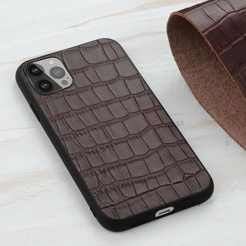 Deksel iPhone 13 Pro Max Ekte Crocodile Texture Leather Beskyttelse Deksel