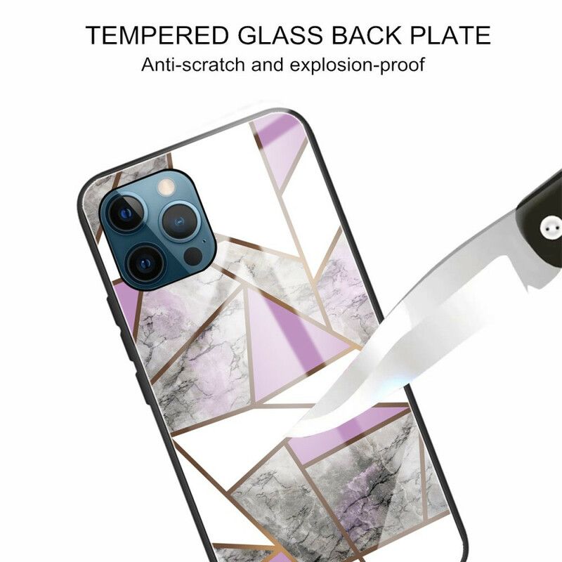 Deksel iPhone 13 Pro Max Herdet Glassmarmorgeometri Beskyttelse Deksel