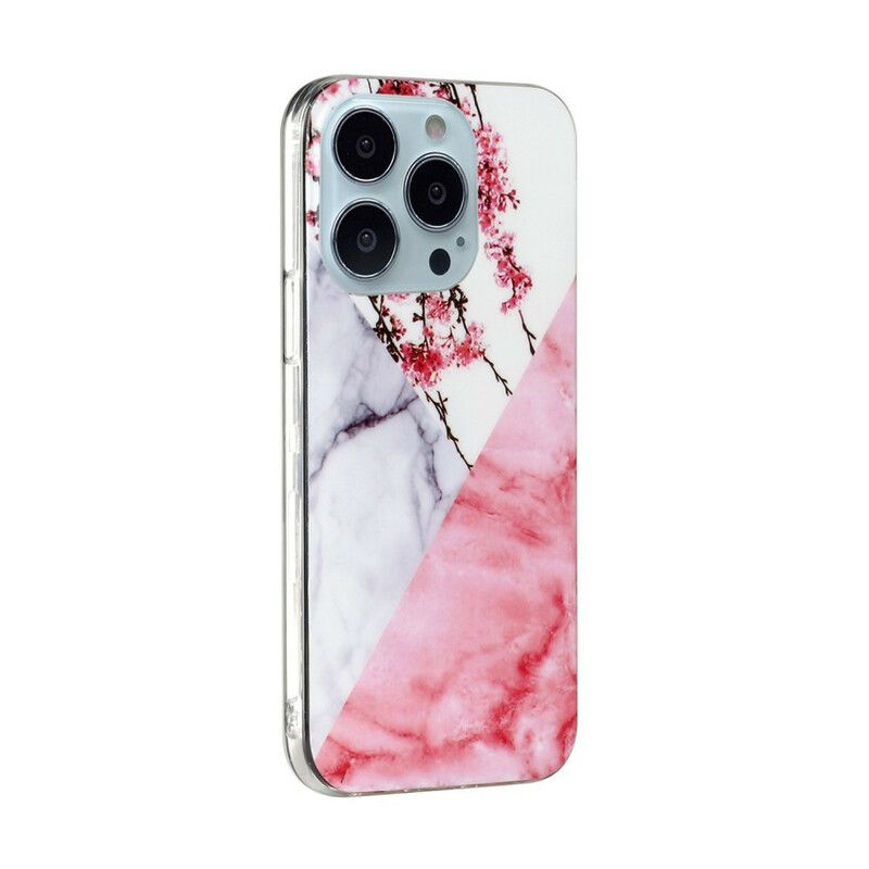 Deksel iPhone 13 Pro Max Marmorerte Plommeblomster Beskyttelse Deksel