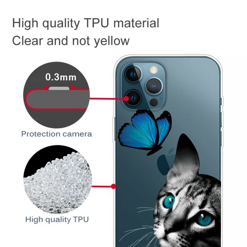 Deksel iPhone 13 Pro Max Mobildeksel Cat And Butterfly