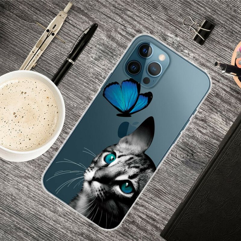 Deksel iPhone 13 Pro Max Mobildeksel Cat And Butterfly