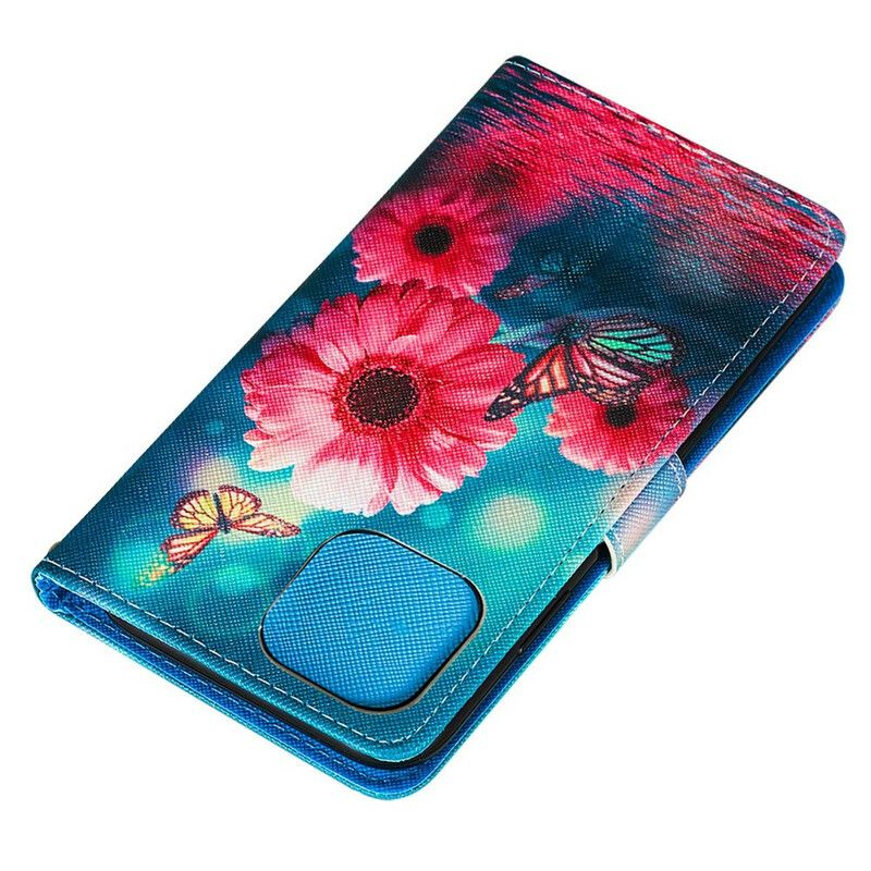 Folio Deksel iPhone 13 Pro Max Blomster Og Sommerfugler Beskyttelse Deksel