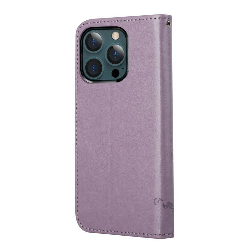 Folio Deksel iPhone 13 Pro Max Floral Strappy