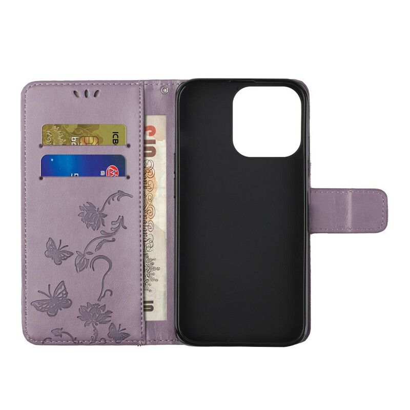 Folio Deksel iPhone 13 Pro Max Floral Strappy