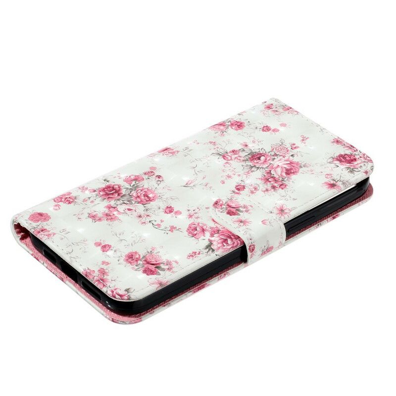 Folio Deksel iPhone 13 Pro Max Flowers Light Spots Strappy