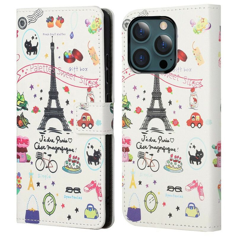 Folio Deksel iPhone 13 Pro Max Jeg Elsker Paris