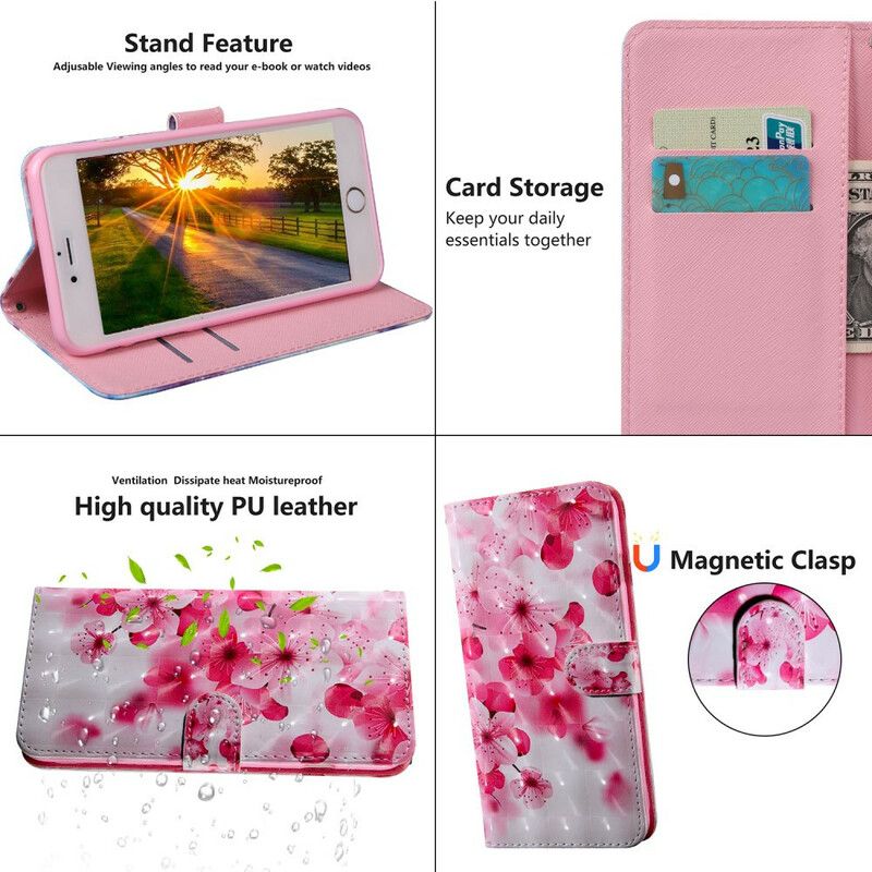 Folio Deksel iPhone 13 Pro Max Light Spot Flowers Blossom Beskyttelse Deksel