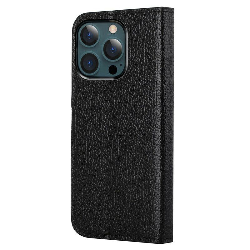 Folio Deksel iPhone 13 Pro Max Litchi Grain Leather Effect Beskyttelse Deksel