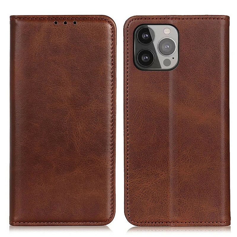 Folio Deksel iPhone 13 Pro Max Litchi Split Leather